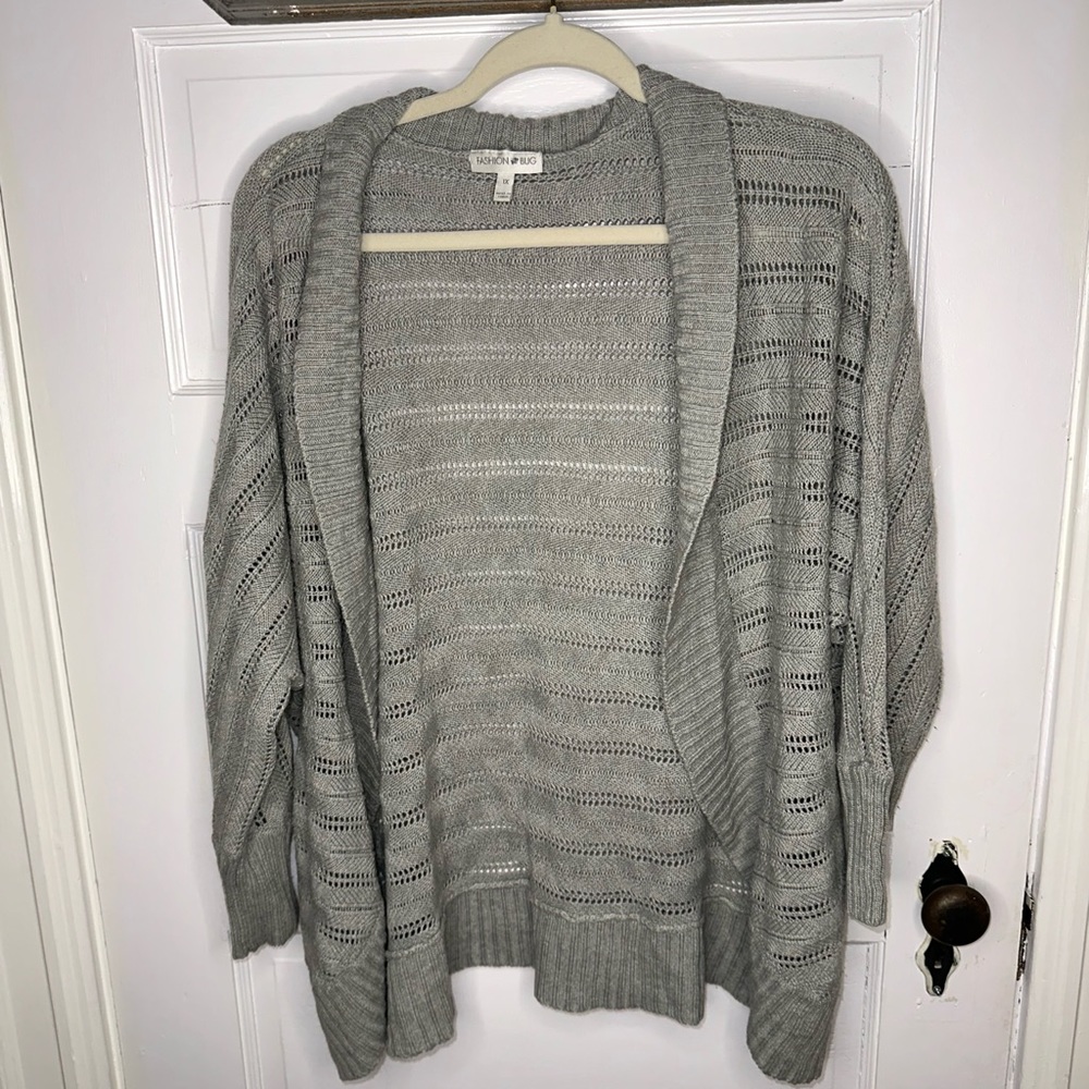 Gray Loose Knit Cardigan